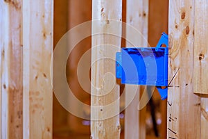 Interior view of electrical box with wiring in a new home under construction