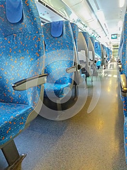 Interior view of an empty train car