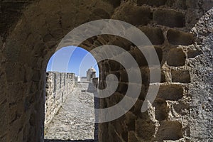 Interior view of a fortress battlements photo