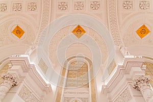 The interior view of the Georgievsky hall in the Grand Kremlin Palace in Moscow.