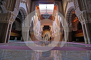 Interior view of The Hassan II Mosque , Casablanca, Morocco.