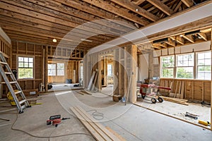 Interior view of a house under construction