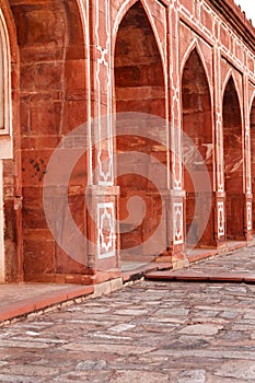 interior view of Humayun\'s tomb of Mughal Emperor Humayun designed by Persian architect Mirak Mirza Ghiyas in Delhi, India