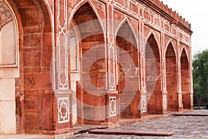 interior view of Humayun\'s tomb of Mughal Emperor Humayun designed by Persian architect Mirak Mirza Ghiyas in Delhi, India.