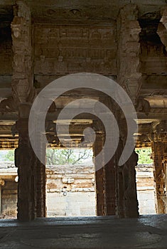 Interior view. Kalyana Mandapa, Vitthala Temple complex, Hampi, Karnataka. photo