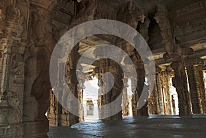 Interior view. Kalyana Mandapa, Vitthala Temple complex, Hampi, Karnataka. photo