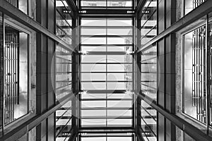 Interior view of modern architecture. Building abstract background