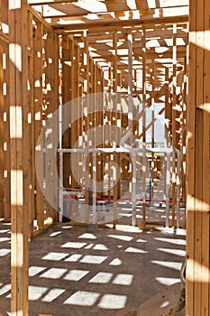 An interior view of a new home under construction