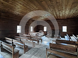 Interior View of Old Church in the Great Smokey Mountains