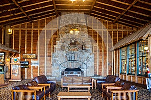 Interior view of the Old Faithful Lodge