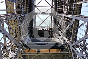 Interior view of the old Niederfinow ship lift, Oder Havel Canal, Brandenburg, Germany