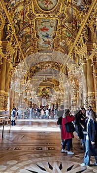 Interior view of the Opera Garnier, in Paris, France.