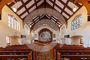 Interior view of the Raymond Munger Memorial Chapel of University of the Ozarks