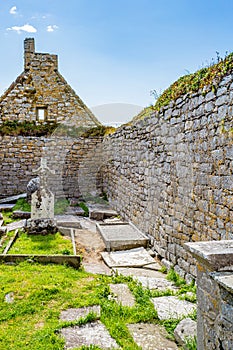 Interior view of the ruins of the medieval church of Killilagh in Doolin