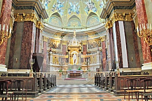 Interior view of St Stephen Basilica, Budapest