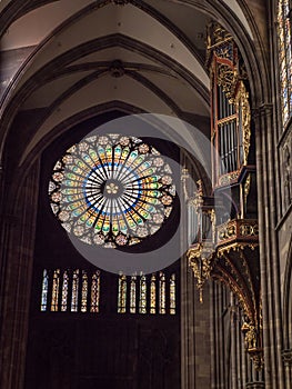 Interior view of the Strasburg Cathedral West Facade Roseate window