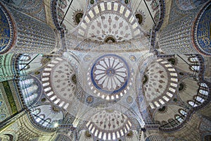 Interior view of Sultanahmet (Blue) Mosque in Fatih, Istanbul, T