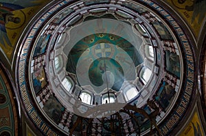 Interior view to the Beheading of St. John the Baptist cathedral in the kremlin of Zaraysk, Moscow region, Russia