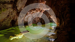 Interior view to grutas da moeda cave, Portugal