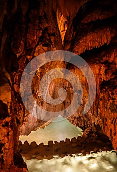 Interior view to grutas da moeda cave, Portugal