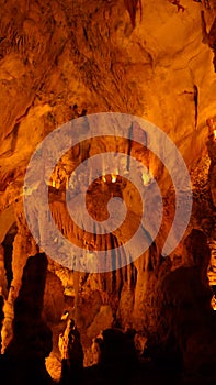 Interior view to Grutas Mira de Aire cave, Portugal