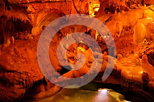 Interior view to Grutas Mira de Aire cave, Portugal photo