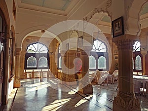 Interior of vijaya vilas palace, mandvi, kutch, gujarat