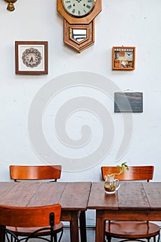 interior of a Vintage Dining Room with decorative objects and furniture.