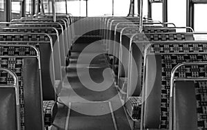 Interior of a vintage leyland leopard bus