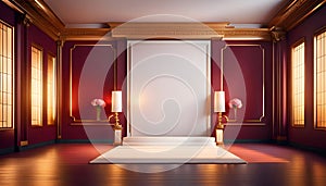 Interior wall background for wedding ceremony with floor and space for text, background for design,