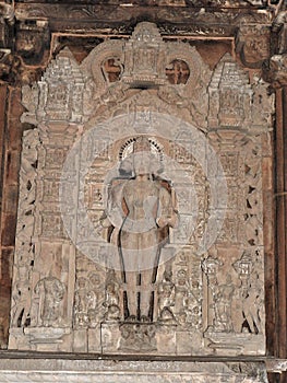 Interior, on the walls of ancient Kama Sutra temples in India kajuraho. UNESCO world heritage site. India`s most famous