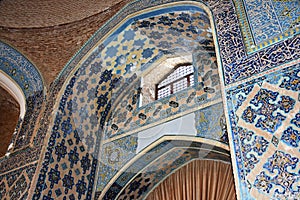 Interior walls of Blue Mosque, Tabriz, Iran