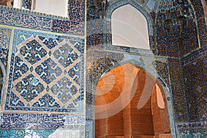 Interior walls of Blue Mosque, Tabriz, Iran