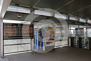 Interior of the waterbus stop San Zaccaria (Pieta) in Venice