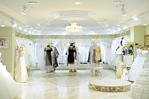 Interior of wedding fashion store