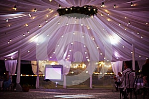 Dramatic wedding tent drapes