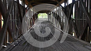 Interior of West Engle Mill Road Covered Bridge in Ohio, United States