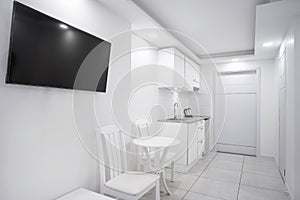 Interior white bedroom design mock up showcase for a boutique hotel room or apartment