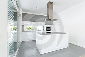 Interior of white kitchen