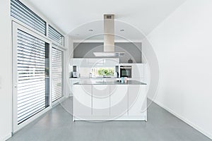 Interior of white kitchen
