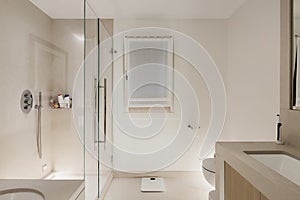 Interior, white modern bathroom