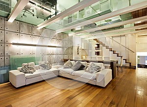 Interior, wide loft