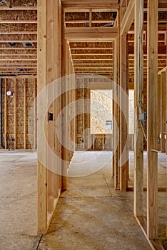 Interior wood frame, wood house construction