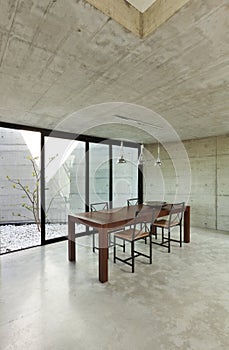 Interior, wooden dining table