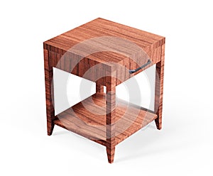 Interior with wooden side table 3d render