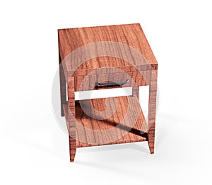 Interior with wooden side table 3d render