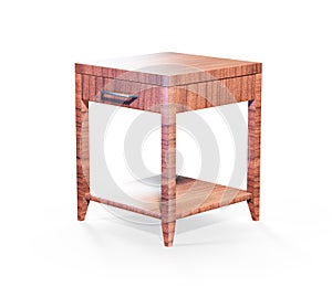 Interior with wooden side table 3d render