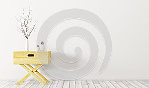 Interior with wooden side table 3d render