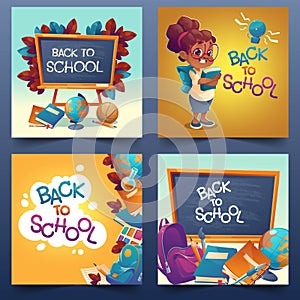 cartoon back school banners collection vector design