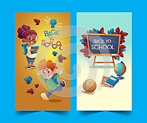 cartoon back school banners collection vector design